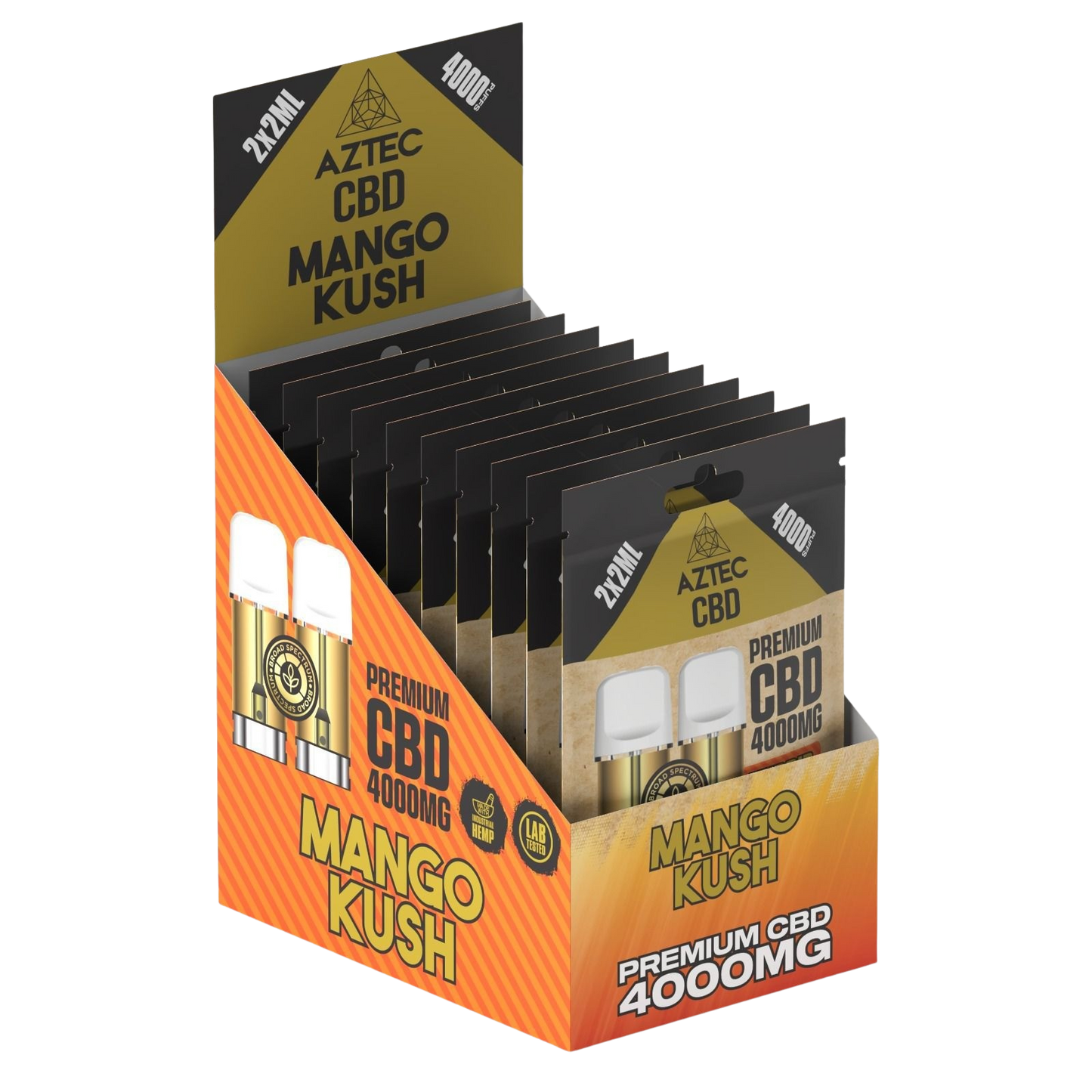 Aztec CBD Premium CBD Pods 4000mg 2x2ml - Mango Kush