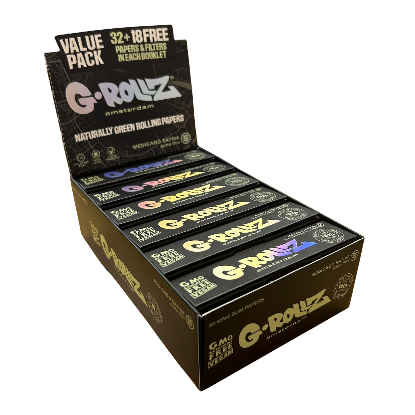 G-Rollz Medicago Sativa Extra Thin Papers, Filters & Wooden Poker Value Pack (24pcs)