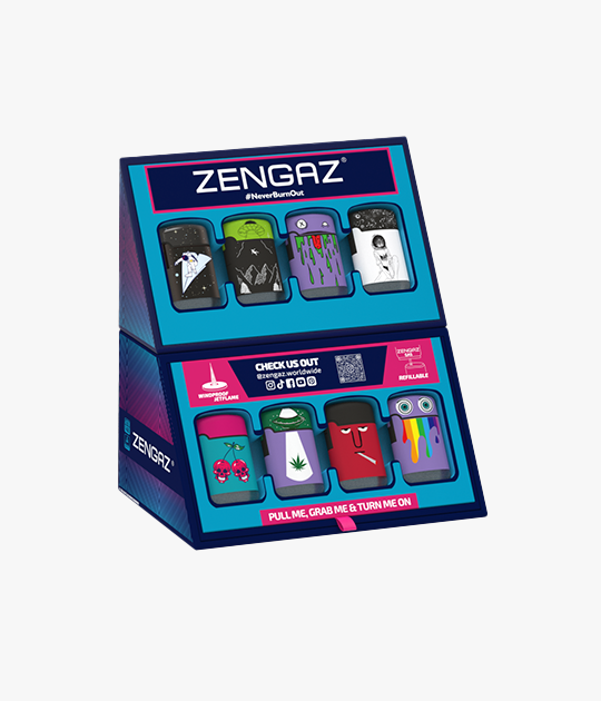 Zengaz Mini Cube Display Jet Lighters ZL-33 (16 pcs)