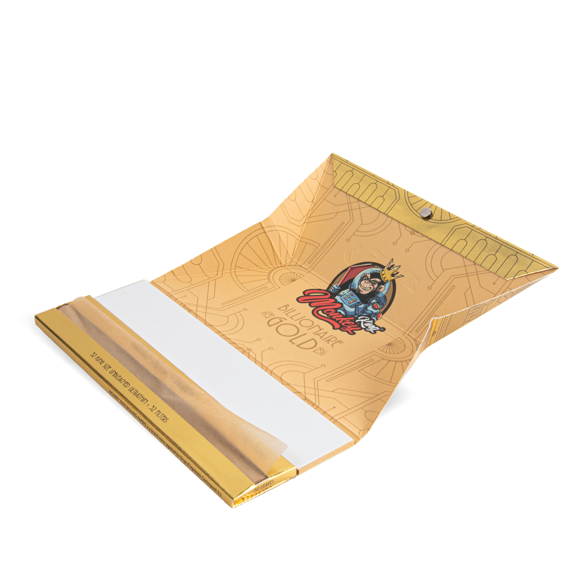 Monkey King Rolling Papers & Tips: Billionaire Gold XL - Extra Long (24 Pack)