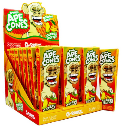 G-Rollz Ape King Size Pre-Rolled Cones - Monkey Mango (24 pcs)