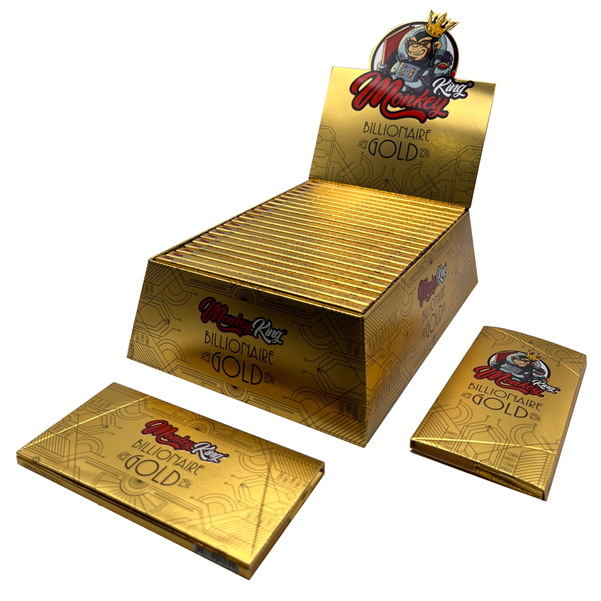 Monkey King Rolling Papers & Tips: Billionaire Gold - King Size (24 Pack)