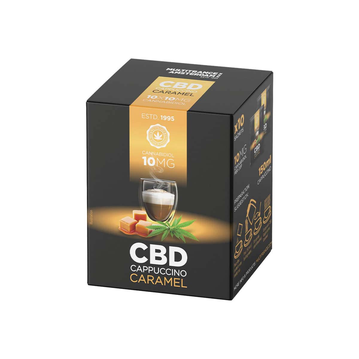 Multitrance Hemp CBD Coffee Instant Cappuccino: Caramel - 10mg (10 Sachets)