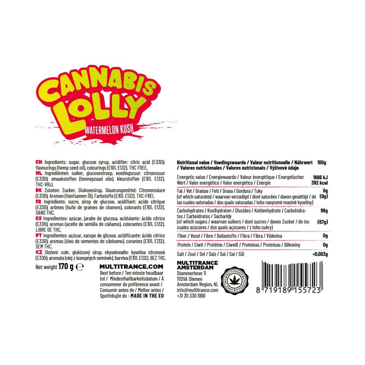 Multitrance Cannabis Lollipops: Watermelon Kush (10 Pack)