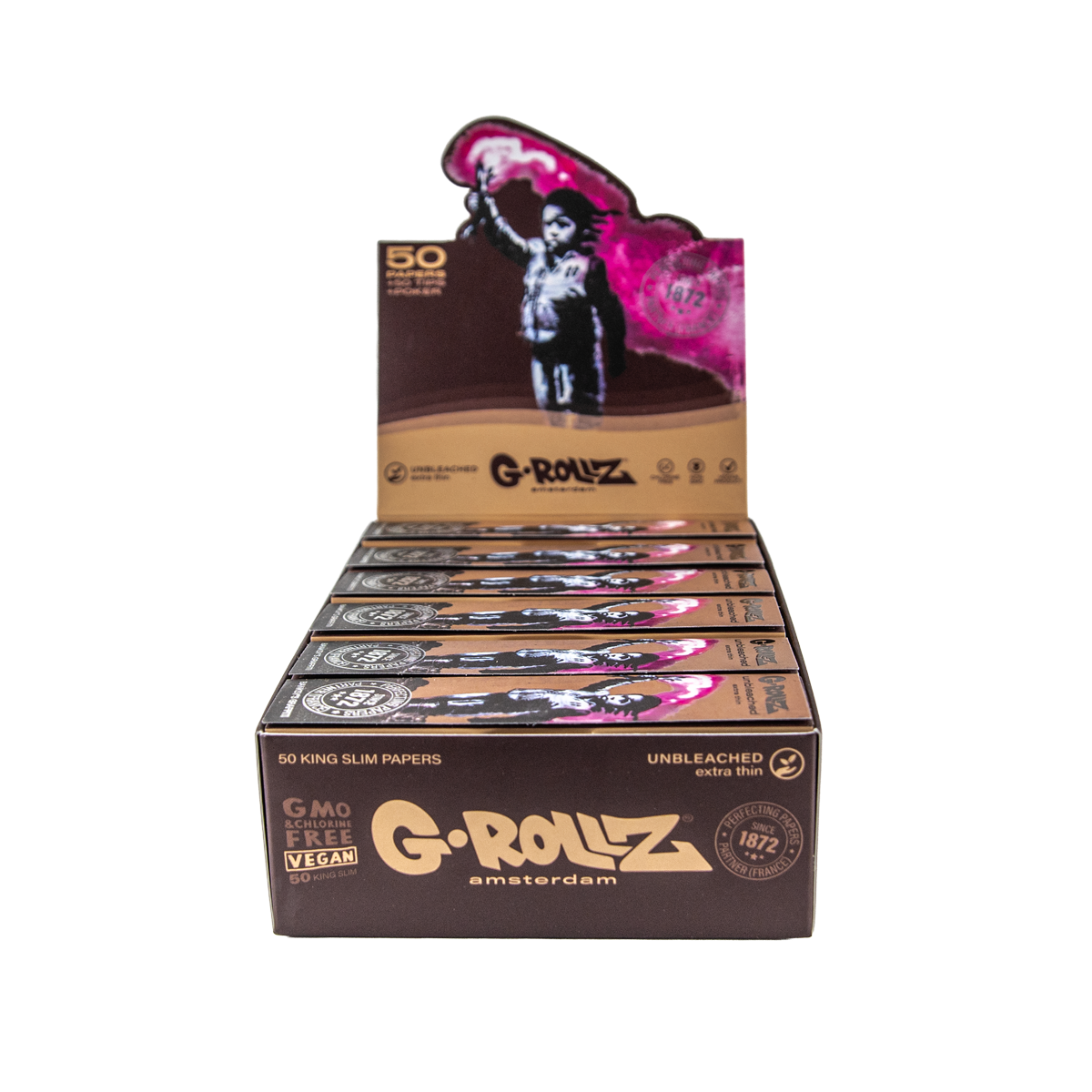 G-Rollz Rolling Papers, Tips & Poker: Unbleached Extra Thin - King Size (24 Pack)