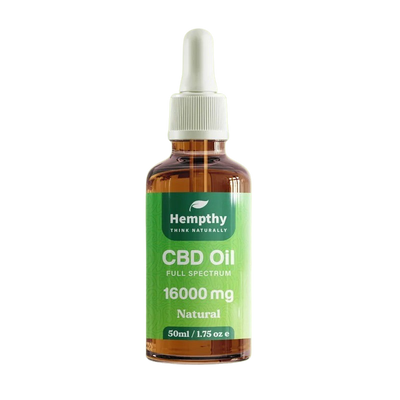 Hempthy Full Spectrum High Strength CBD Tincture Oil 16,000mg 50ml - Natural