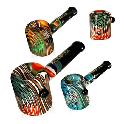 Phoenix Star: 4.3" Wig Wag Hammer Glass Hand Pipe - (PGP121)