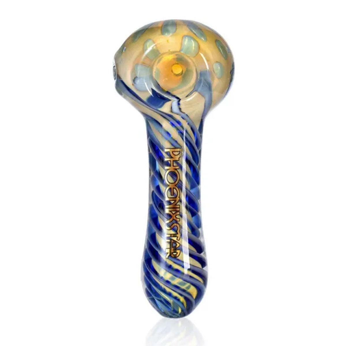 Phoenix Star: 4.5" Floral Pattern Glass Spoon Hand Pipe - (PGP124)