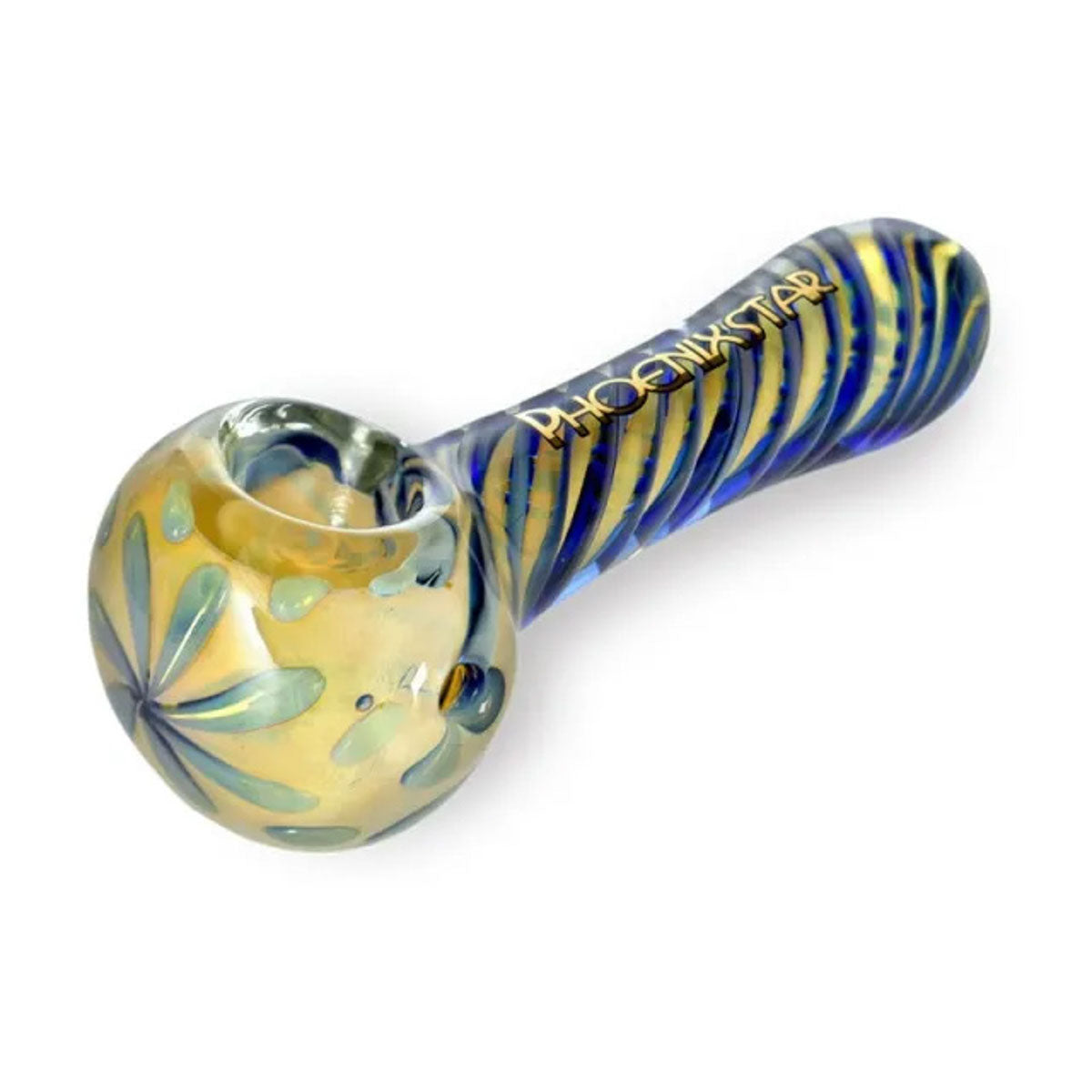 Phoenix Star: 4.5" Floral Pattern Glass Spoon Hand Pipe - (PGP124)