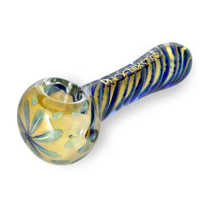 Phoenix Star: 4.5" Floral Pattern Glass Spoon Hand Pipe - (PGP124)