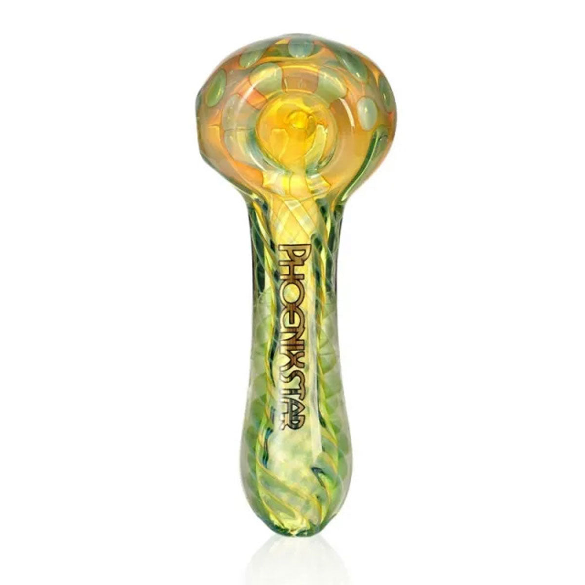 Phoenix Star: 4.5" Floral Pattern Glass Spoon Hand Pipe - (PGP124)