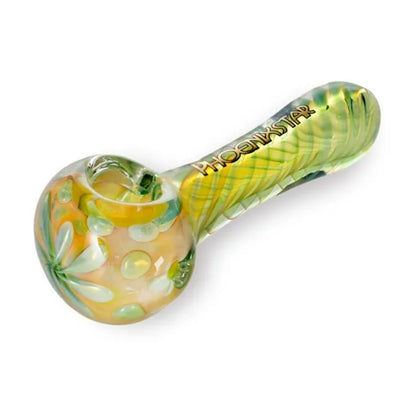 Phoenix Star: 4.5" Floral Pattern Glass Spoon Hand Pipe - (PGP124)
