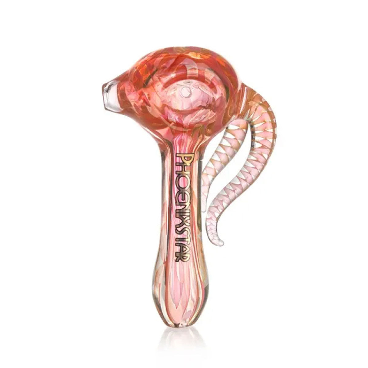 Phoenix Star: 4" Horned Gold Fumed Glass Spoon Hand Pipe - (PGP42)