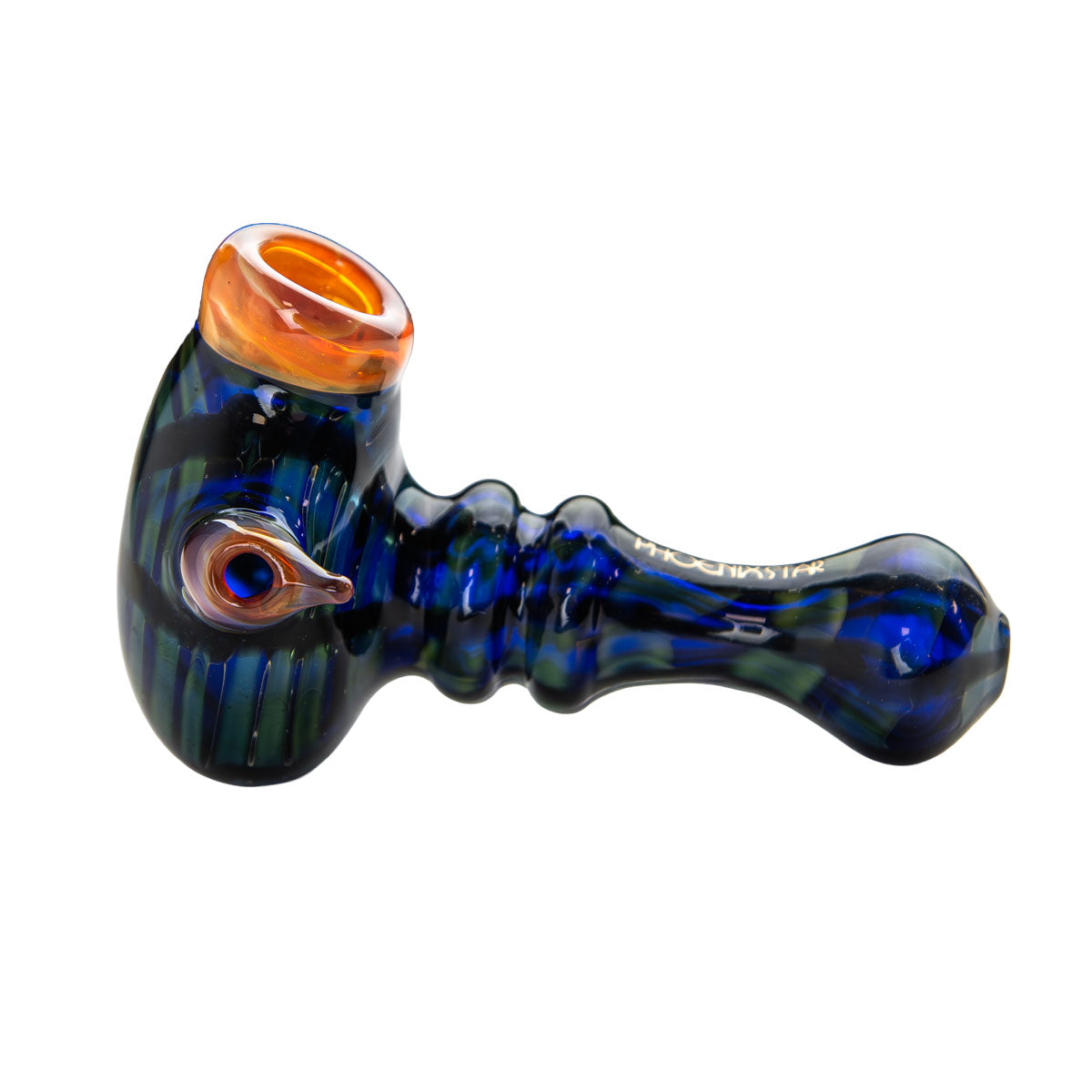 Phoenix Star: Green Blue Glass Hand Pipe - (PGP73)