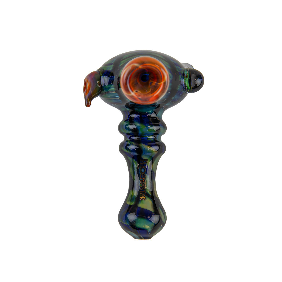 Phoenix Star: Green Blue Glass Hand Pipe - (PGP73)