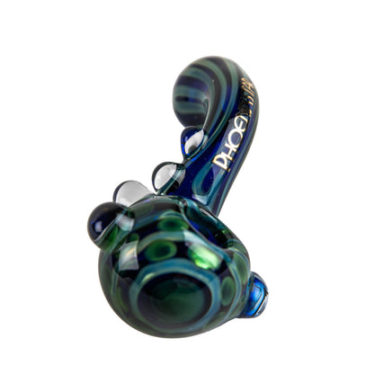 Phoenix Star: Green Blue 4" Curved Glass Hand Pipe - (PGP74)