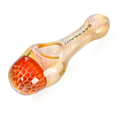 Phoenix Star: 4.5" Honeycomb Frit Glass Spoon Hand Pipe - (PGP96)