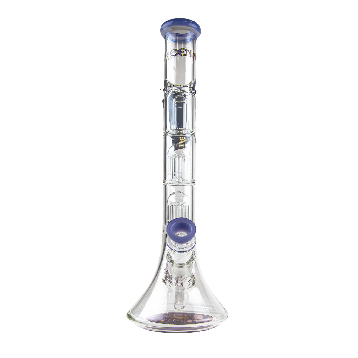 Phoenix Star: 14" Dual 6 Arm Percolator Glass Bong - (PHX10)