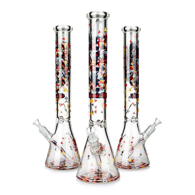 Phoenix Star: 18" Cartoon Wolf Decal Beaker Bong With Ice Catchers (PHX418)