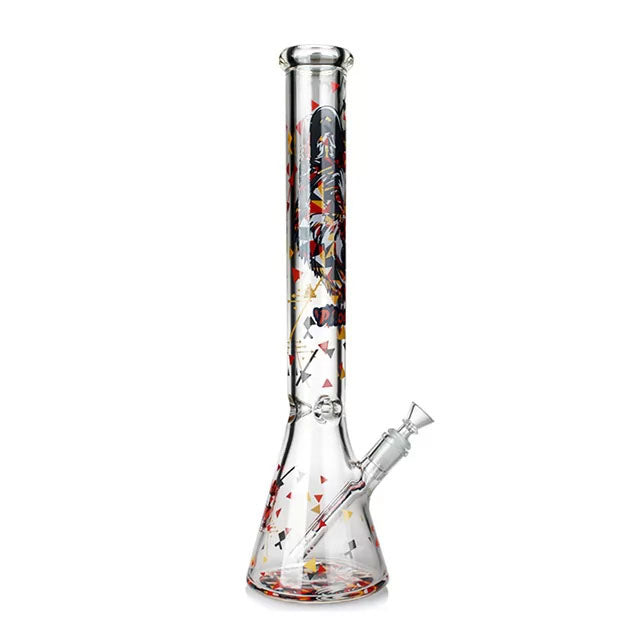 Phoenix Star: 18" Cartoon Wolf Decal Beaker Bong With Ice Catchers (PHX418)