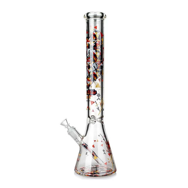 Phoenix Star: 18" Cartoon Wolf Decal Beaker Bong With Ice Catchers (PHX418)
