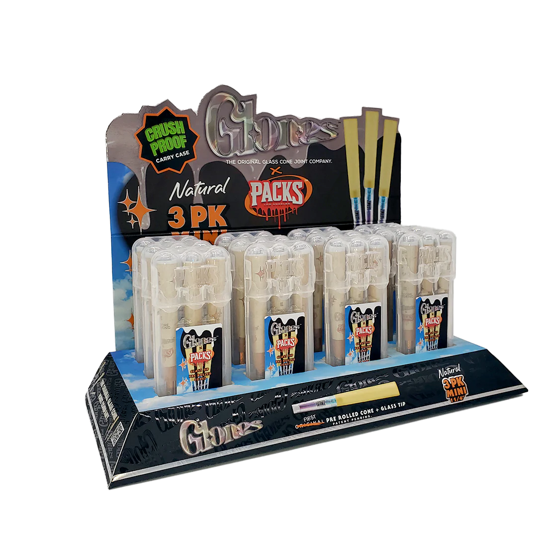 Packs x Glones Glass Tip Cones - Natural - Mini 1 1/4 - 12ct | PROMO PRICE