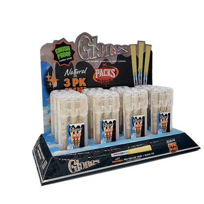 Packs x Glones Glass Tip Cones - Natural - Mini 1 1/4 - 12ct | PROMO PRICE