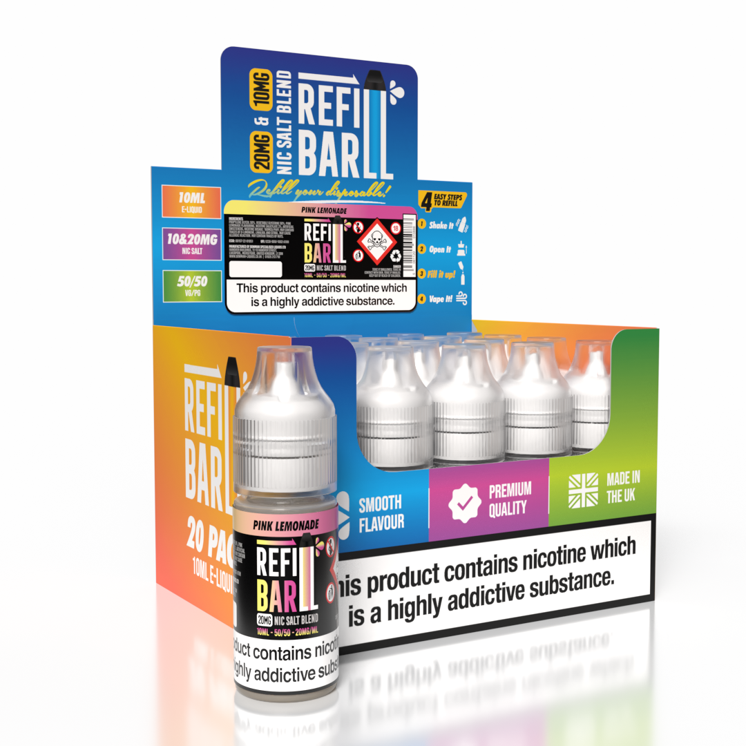 Refill Bar Salts Pink Lemonade 10ml 50vg - (Pack Of 20)