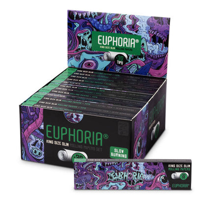 Euphoria King Size Slim Rolling Papers + Filters - Psychedelic (Full Box)