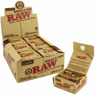 RAW Masterpiece 3m Rolls & 30 Pre-Rolled Tips
