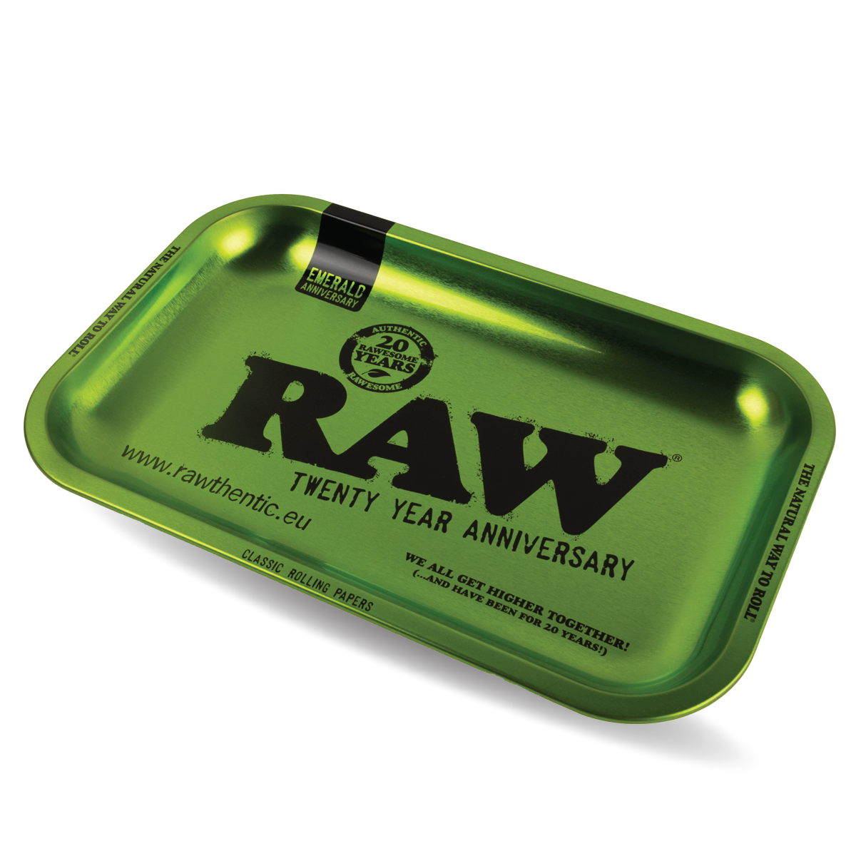 RAW 'Emerald Green Anniversary' Rolling Tray (Small 11" x 7")