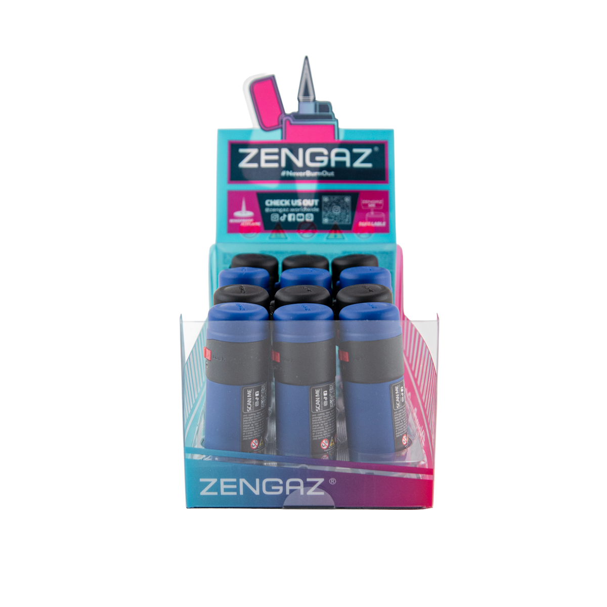 Zengaz Zl-1 Rubberized Flame Jet Lighters (12 Pack)