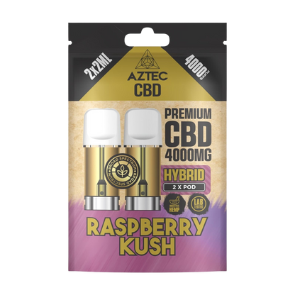 Aztec CBD Premium CBD Pods 4000mg 2x2ml - Raspberry Kush