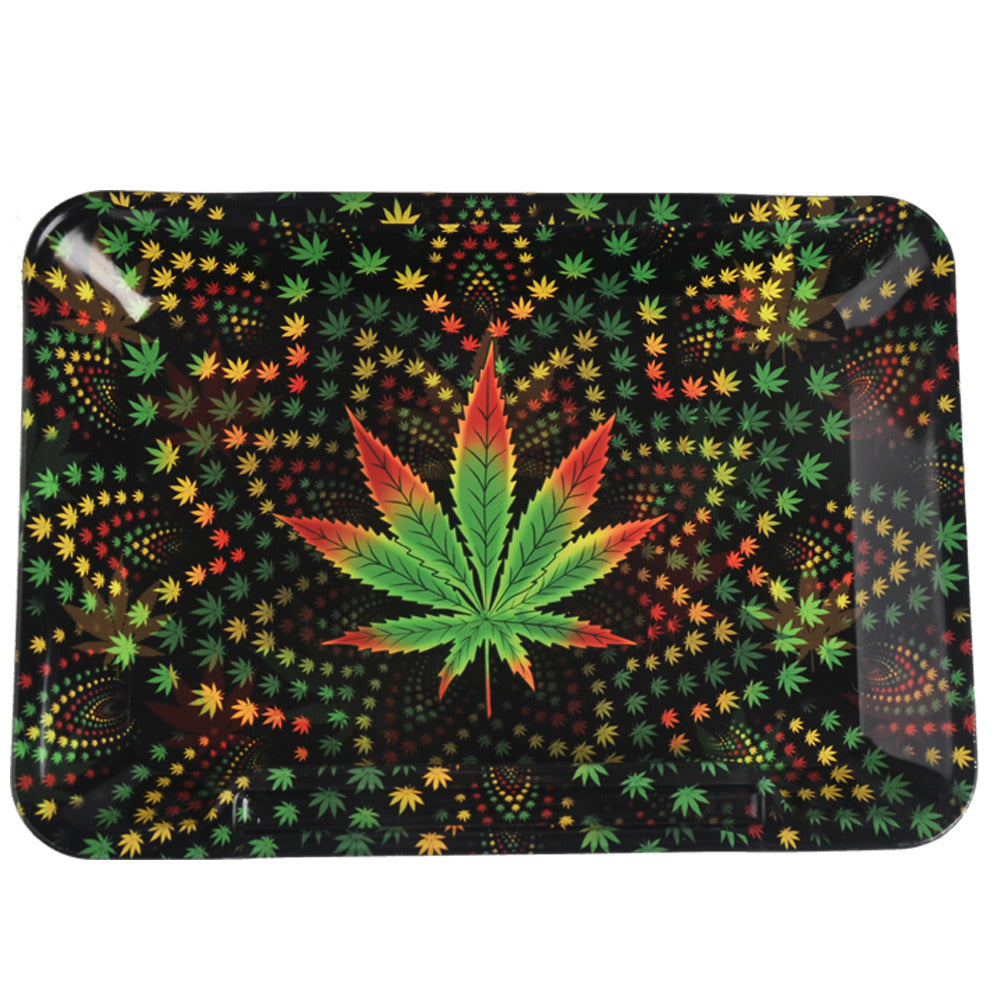Wise Skies 'Rasta Leaf' Small Rolling Tray