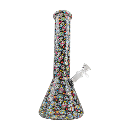 Sparkys 12 Inch Skull Design Glass Beaker Bong