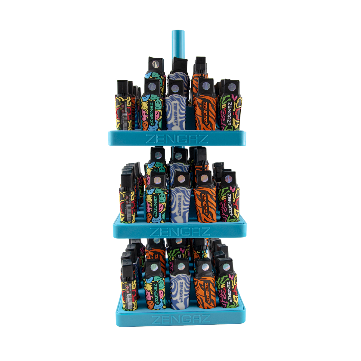 Zengaz Zl-7 Slim Jet Lighters 72 Piece 3 Layer Pyramid Display Stand (72 Pack)