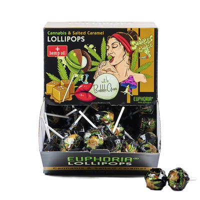 Euphoria Cannabis Lollipops with Bubblegum - Salted Caramel (100pcs)
