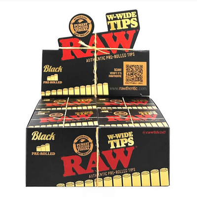 RAW Black W-Wide Pre-Rolled Tips (Full Box)