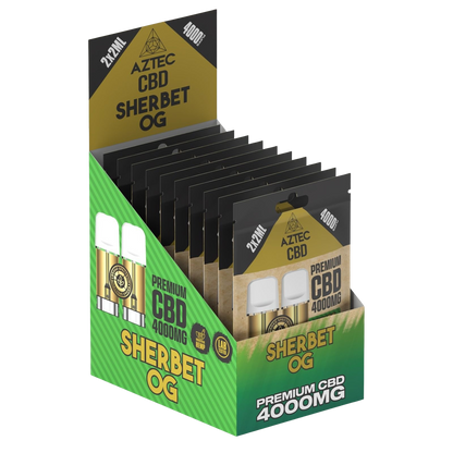 Aztec CBD Premium CBD Pods 4000mg 2x2ml - Sherbet OG