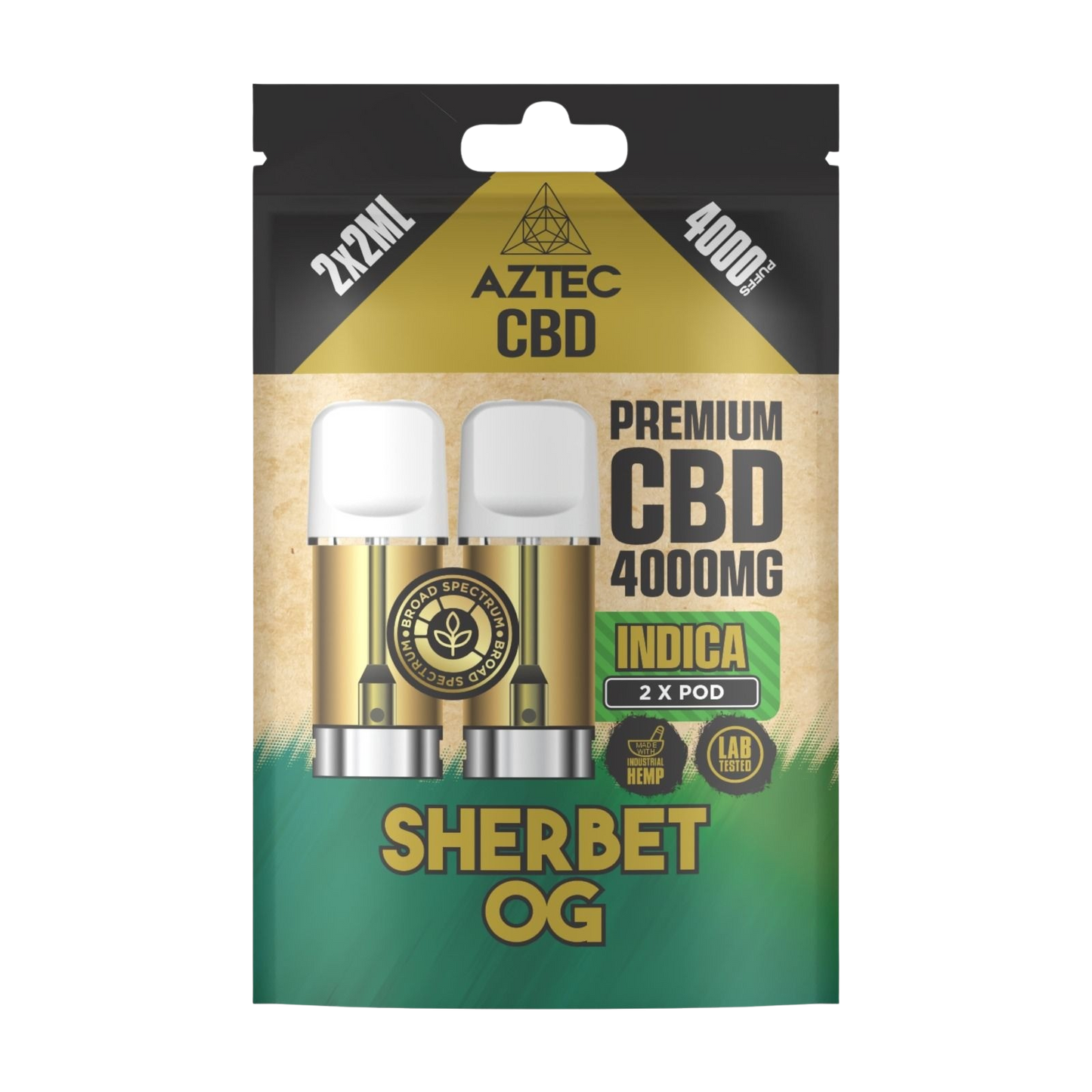 Aztec CBD Premium CBD Pods 4000mg 2x2ml - Sherbet OG