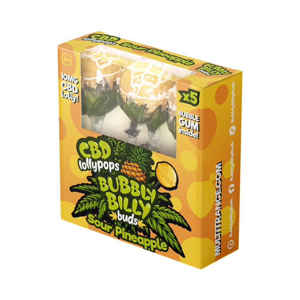 Multitrance Bubbly Billy Buds CBD Sour Pineapple Lollypops - Gift Box (5 pcs)