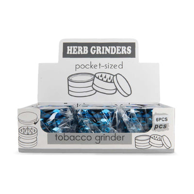 Sparkys Metal Pocket-Sized Herb Grinder: 4 Piece - Blue (6 Pack)