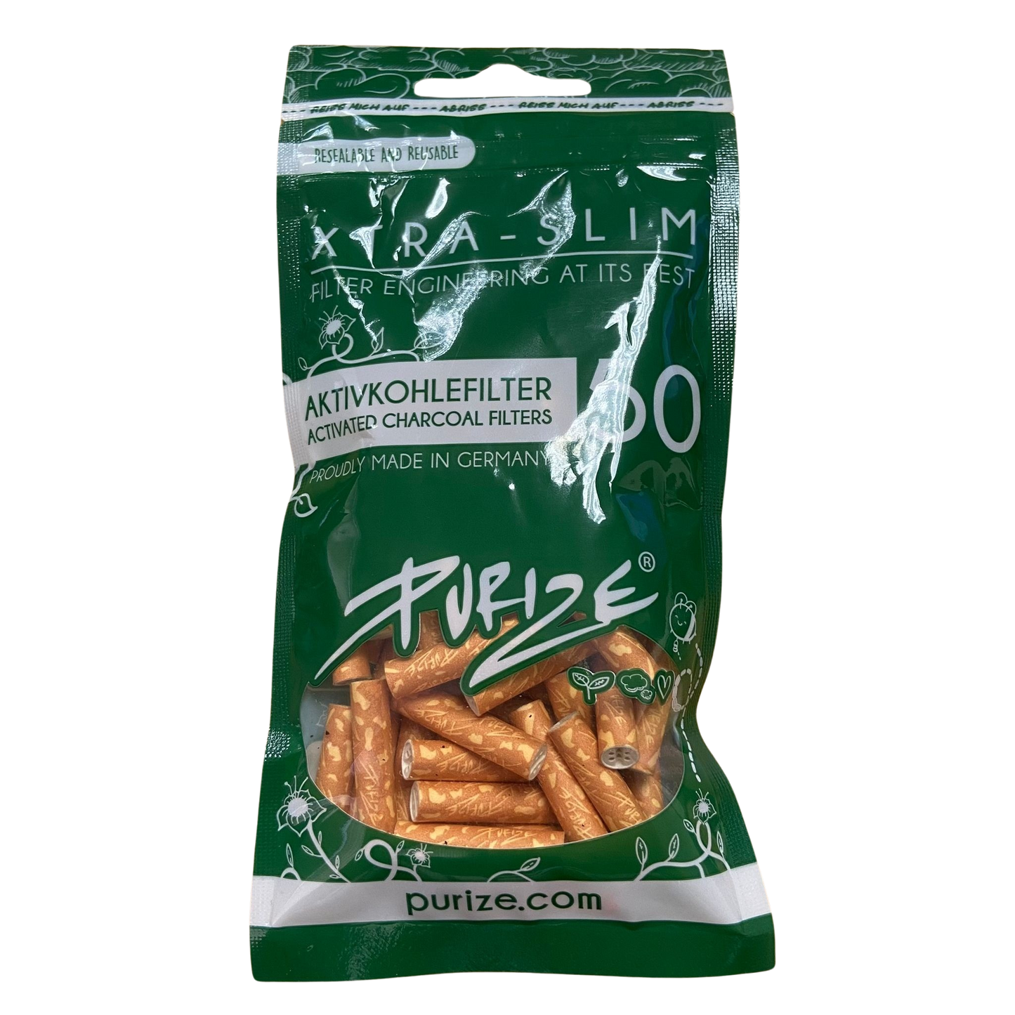 PURIZE® Activated Carbon Xtra Slim Filters 6mm (50 pcs)