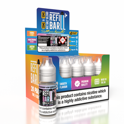 Refill Bar Salts Strawberry Kiwi Bubblegum 10ml 50vg - (Pack Of 20)