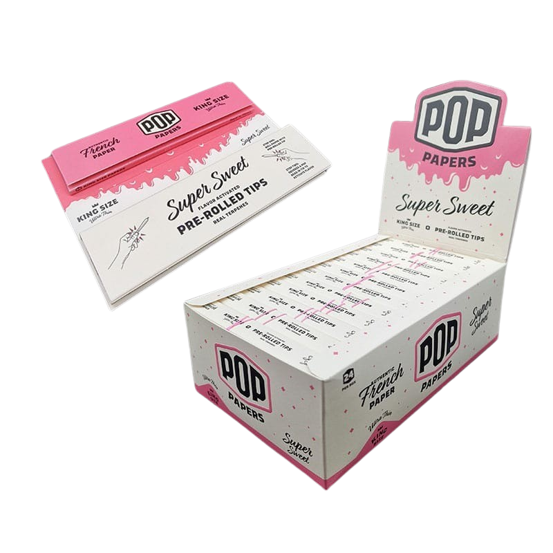 POP King Size Ultra Thin Rolling Papers & POP Tips - Super Sweet (Full Box)