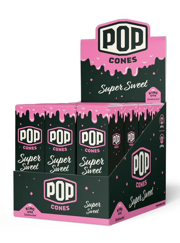 POP King Size Unbleached Pre Rolled Cones - Super Sweet (Full Box)