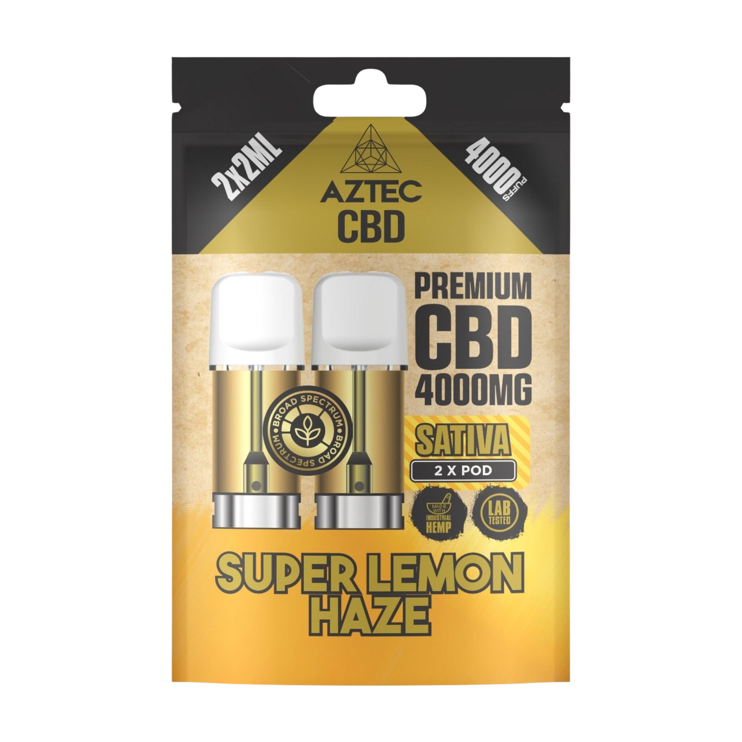 Aztec CBD Premium CBD Pods 4000mg 2x2ml - Super Lemon Haze
