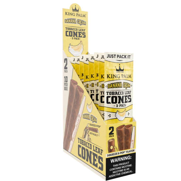 King Palm Flavoured Squeeze & Pop Tobacco Leaf Cones - Banana Cream (10pcs)