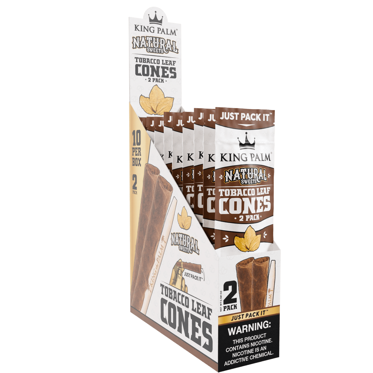 King Palm Flavoured Squeeze & Pop Tobacco Leaf Cones - Natural Sweets (10pcs)