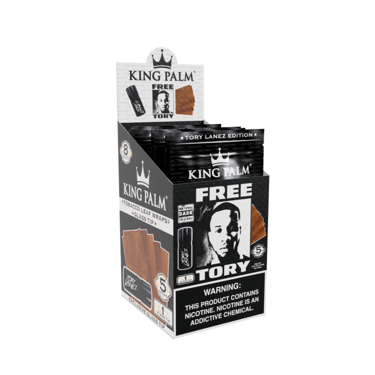 King Palm The Game Tobacco Leaf Wraps & Glass Tip - Free Tory (Full Box)
